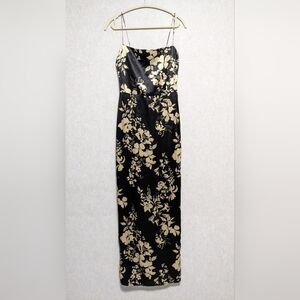 NWOT Reformation Frankie Silk Maxi Dress - Black Motif